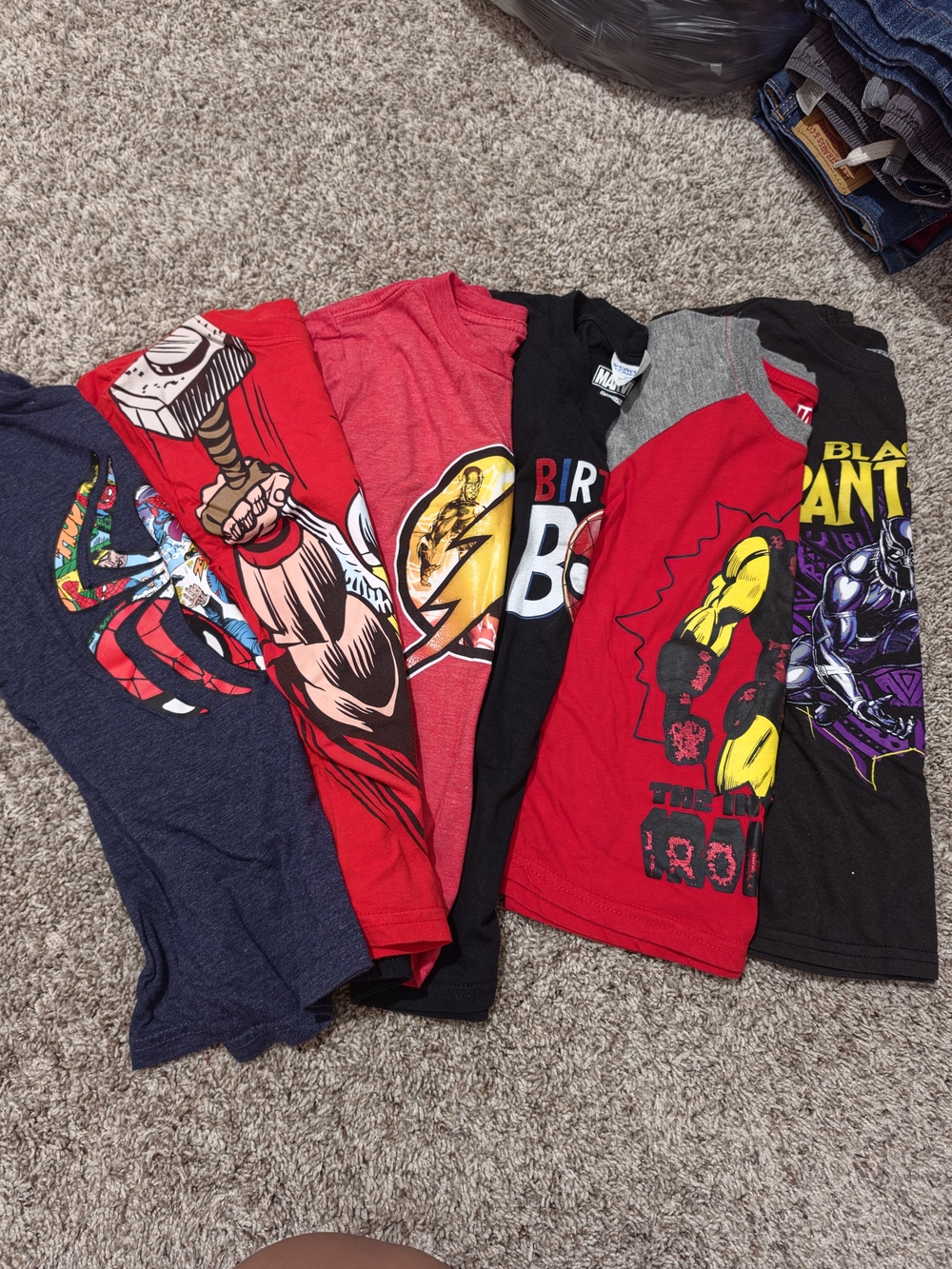 Assorted Superhero Graphic Tees - Red, Black, Navy, Gray